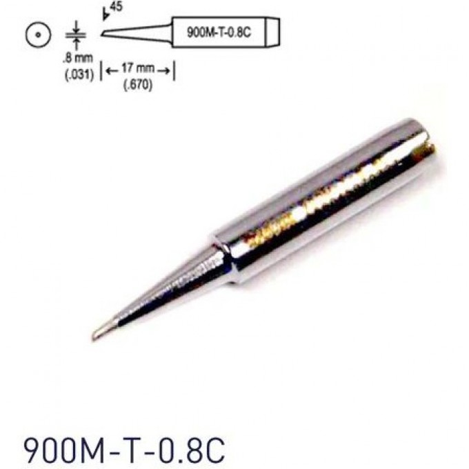 Паяльное жало для паяльных станций HAKKO серии 900М, 0.8C, диаметр 6.5 мм 13A000035