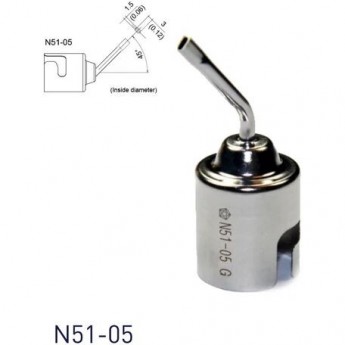 Насадка для термовоздушных станций HAKKO N51 Bent single овал 3x1.5 мм 45° 13A000408