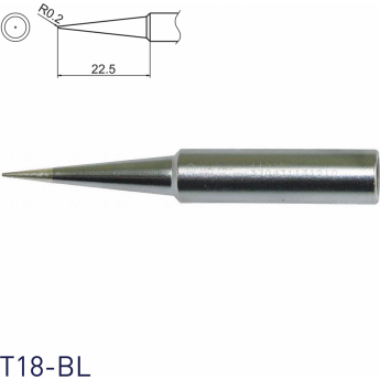 Жало для паяльника HAKKO T18 прямой конический R 0.2 × 22.5 мм 13A000563
