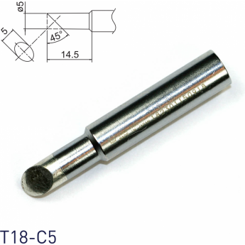 Жало для паяльника HAKKO T18 коническое со скосом ⌀5 × 14.5 мм 45° 13A000571