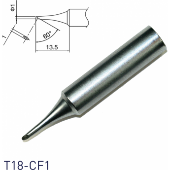 Жало для паяльника HAKKO T18 коническое со скосом ⌀1 × 13.5 мм 60° 13A000572