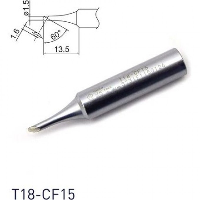 Жало для паяльника HAKKO T18 коническое со скосом 1.5×13.5 мм 60° 13A000573