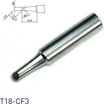 Жало для паяльника HAKKO T18 коническое со скосом ⌀3 × 14.5 мм 45° 13A000575