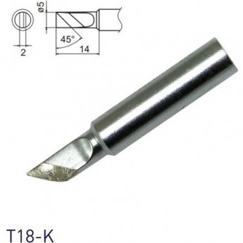 Жало для паяльника HAKKO T18 косой нож 5×14 мм 45° 13A000588