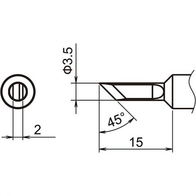 Жало для паяльника HAKKO T18 косой нож 3.5×15 мм 45° 13A000589