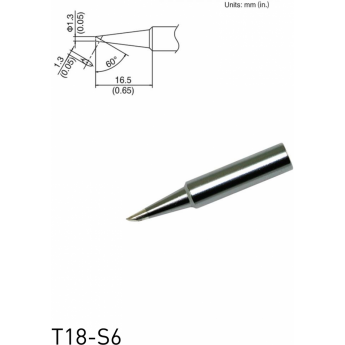 Жало для паяльника HAKKO T18S6 коническое со скосом 1.3×16.5 мм 60° 13A000592