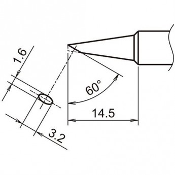 Жало для паяльника HAKKO T18 коническое со скосом ⌀1.6 × 16.5 мм 60° 13A000593