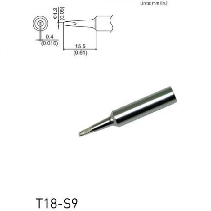 Жало для паяльника клиновидное HAKKO T18S9 1.2×15.5 мм 13A000594