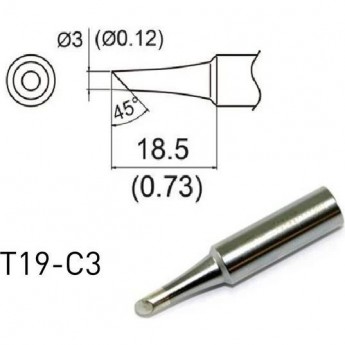 Жало для паяльника HAKKO T19C3 коническое со скосом 3×18.5 мм 45° 13A000598