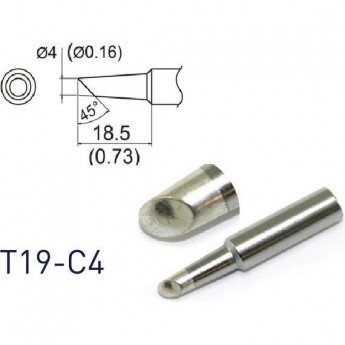 Жало для паяльника HAKKO T19C4 коническое со скосом ⌀4 × 18.5 мм 45° 13A000599