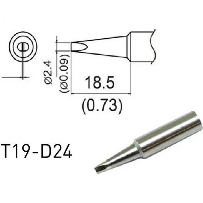 Жало для паяльника клиновидное HAKKO T19D24 2.4×18.5 мм 13A000601