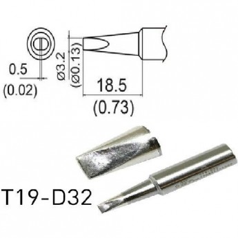 Жало для паяльника клиновидное HAKKO T19D32 0.5×18.5 мм 13A000602