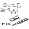 Жало для паяльника клиновидное HAKKO T19D32 0.5×18.5 мм 13A000602