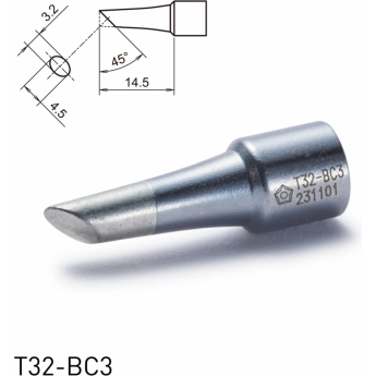 Жало для паяльника HAKKO T32 коническое со скосом ⌀3.2×14.5 мм 45° для FX-8806 13A000678