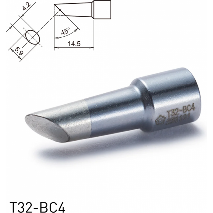 Жало для паяльника HAKKO T32 коническое со скосом ⌀4.2×14.5 мм 45° 13A000679