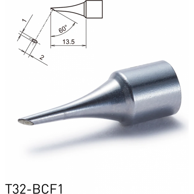 Жало коническое со скосом HAKKO T32 ⌀1×13.5 мм 60° для паяльника FX-8806 13A000680