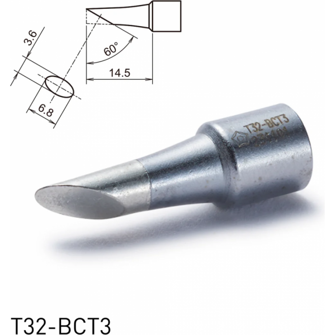 Жало для паяльника HAKKO T32 коническое со скосом ⌀3.6×14.5 мм 60° для FX-8806 13A000685