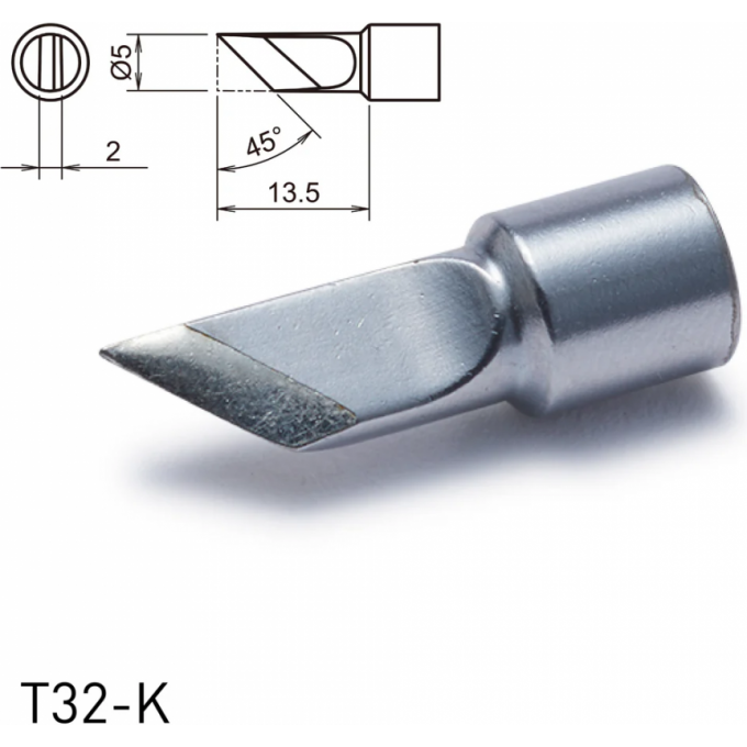 Жало для паяльника HAKKO T32 косой нож ⌀5×13.5 мм 45° 13A000696