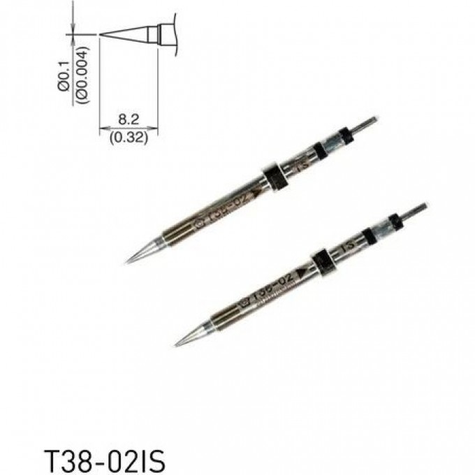 Паяльный наконечник индукционный HAKKO T3802IS CHIP конический R0.05×8.2 мм для термопинцета FX-1003 13A000774