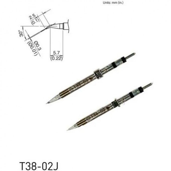 Паяльный наконечник индукционный HAKKO TJ для термопинцета FX-1003 CHIP конический изогнутый R0.15×2.5×5.7 мм 30° 13A000775