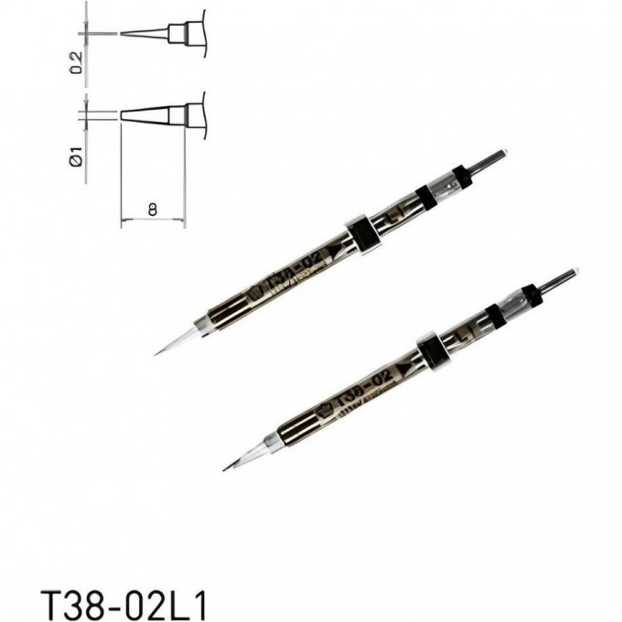 Паяльный наконечник индукционный HAKKO TL1 CHIP клин для термопинцета FX-1003, ⌀1×0.2×8 мм 13A000778