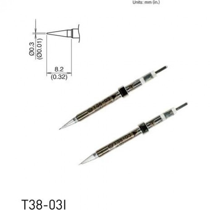 Паяльный наконечник индукционный HAKKO TI CHIP конический R0.15×8.2 мм для термопинцета FX-1003 13A000780
