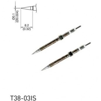 Паяльный наконечник индукционный HAKKO T3803IS CHIP конический R0.05×8.2 мм для термопинцета FX-1003 13A000781