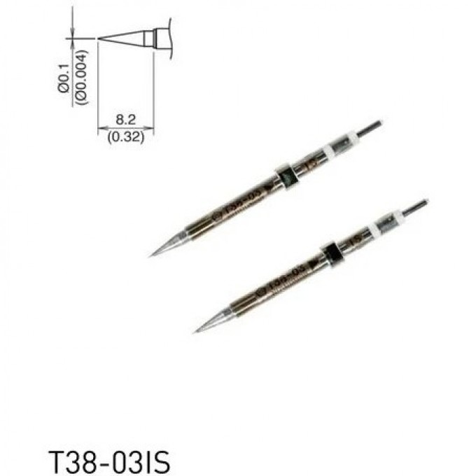 Паяльный наконечник индукционный HAKKO T3803IS CHIP конический R0.05×8.2 мм для термопинцета FX-1003 13A000781