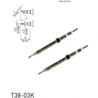 Паяльный наконечник индукционный для термопинцета HAKKO TK CHIP косой нож ⌀1.8×0.2×1.2×8 мм 45° 13A000784