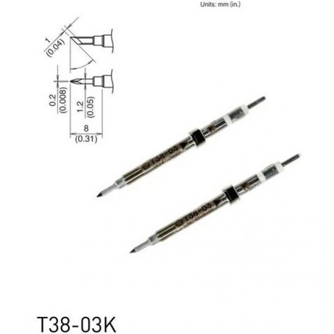 Паяльный наконечник индукционный для термопинцета HAKKO TK CHIP косой нож ⌀1.8×0.2×1.2×8 мм 45° 13A000784