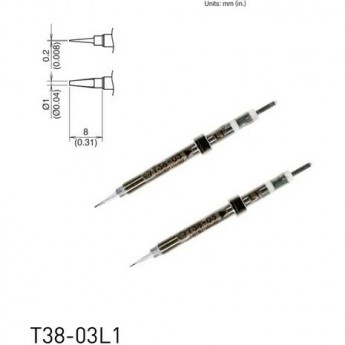 Паяльный наконечник индукционный HAKKO T38 CHIP клин для термопинцета FX1003 ⌀1×0.2×8 мм 13A000785