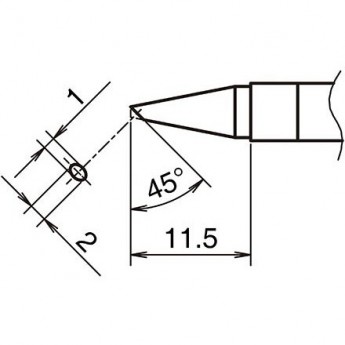 Жало для паяльника HAKKO T39 коническое со скосом ⌀1×2×11.5 мм 45° 13A000801