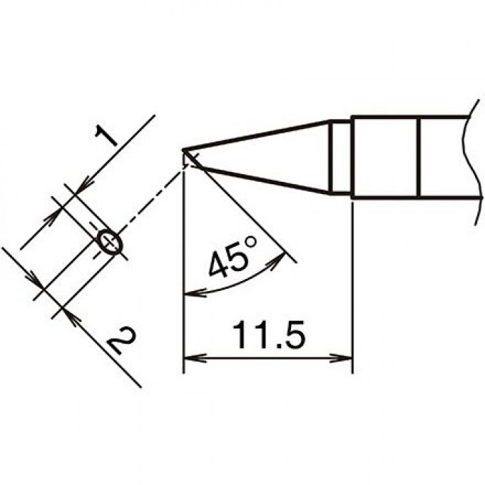 Жало для паяльника HAKKO T39 коническое со скосом ⌀1×2×11.5 мм 45° 13A000801