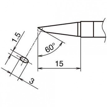 Жало для паяльника HAKKO T39 коническое со скосом ⌀1.5×3×16.5 мм 60° 13A000802