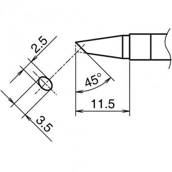 Жало для паяльника HAKKO T39 коническое со скосом ⌀2.5 × 3.5 × 11.5 мм 45° 13A000804