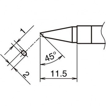 Жало для паяльника HAKKO T39 коническое со скосом ⌀1×2×11.5 мм 45° 13A000807