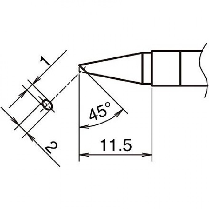 Жало для паяльника HAKKO T39 коническое со скосом ⌀1×2×11.5 мм 45° 13A000807