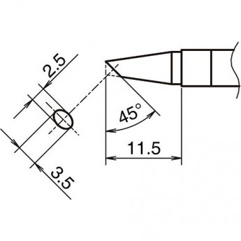 Жало для паяльника HAKKO T39 коническое со скосом ⌀2.5×3.5×11.5 мм 45° 13A000808
