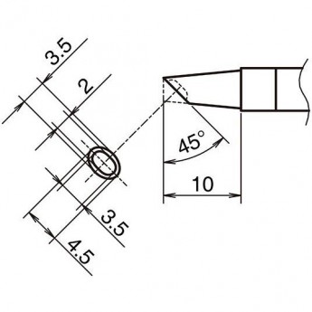 Жало для паяльника HAKKO T39 микроволна ⌀3.5×4.5×10мм 45° 13A000811