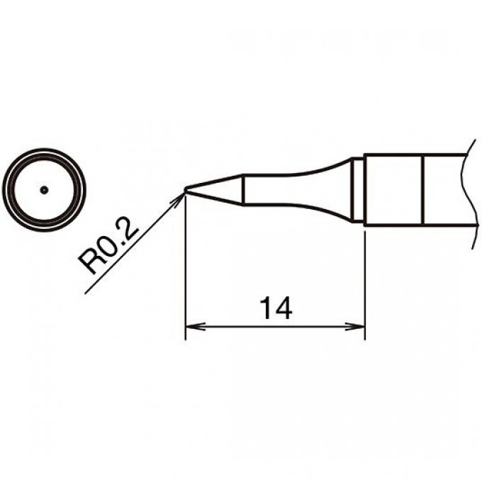Жало для паяльника HAKKO T39 коническое R 0.2×14 мм 13A000821