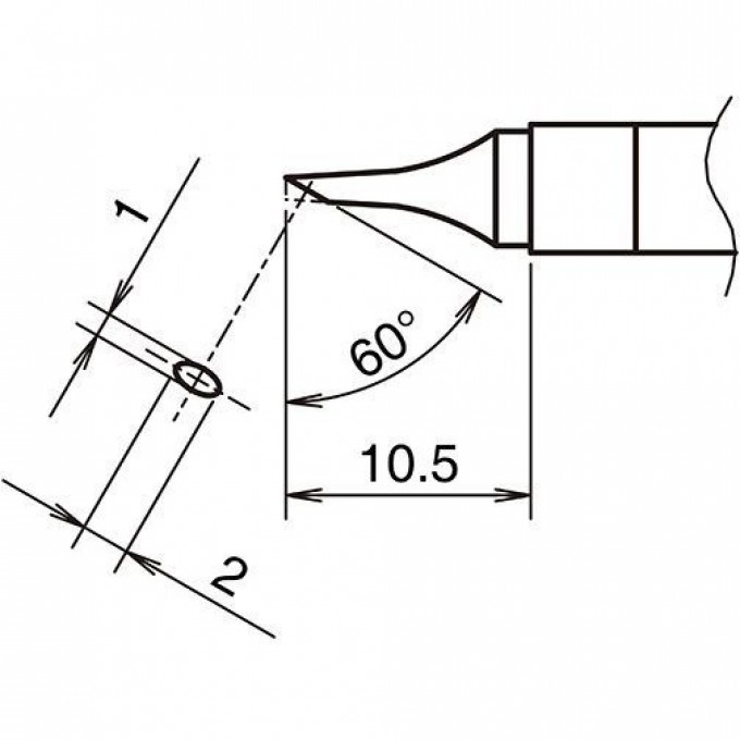Жало для паяльника HAKKO T39 коническое со скосом ⌀1×2×10.5 мм 60° 13A000823