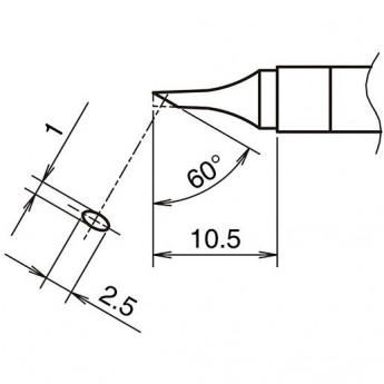 Жало для паяльника HAKKO T39 коническое со скосом ⌀1×2.5×10.5 мм 60° 13A000824