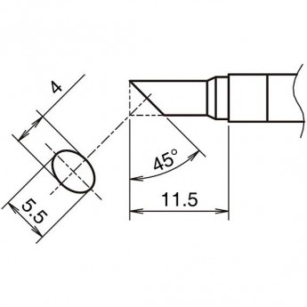 Жало для паяльника HAKKO T39 коническое со скосом ⌀4×5.5×11.5 мм 45° 13A000826