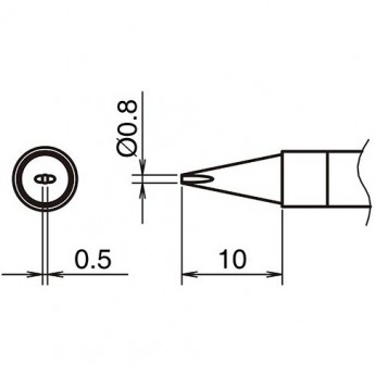Жало для паяльника клиновидное HAKKO T39D08 ⌀0.8×0.5×10 мм 13A000827