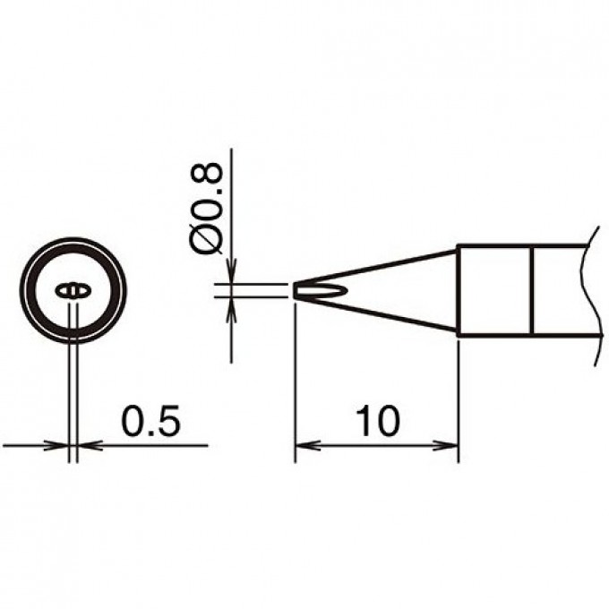 Жало для паяльника клиновидное HAKKO T39D08 ⌀0.8×0.5×10 мм 13A000827
