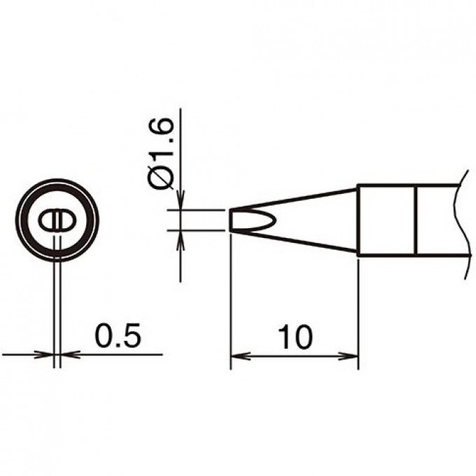 Жало для паяльника HAKKO T39 клиновидное ⌀1.6×0.5×10 мм 13A000829