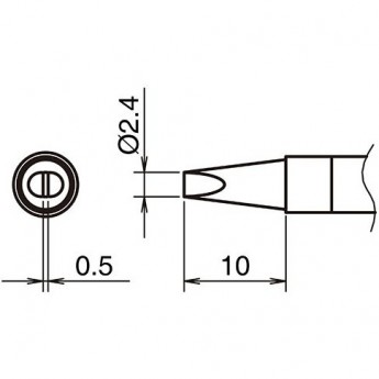 Жало для паяльника клиновидное HAKKO T39D24 ⌀2.4×0.5×10 мм 13A000830