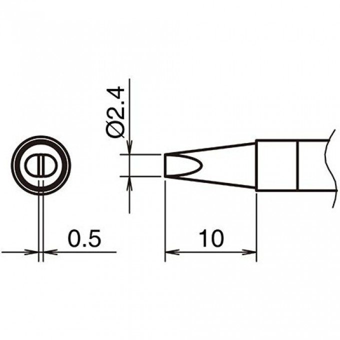 Жало для паяльника клиновидное HAKKO T39D24 ⌀2.4×0.5×10 мм 13A000830