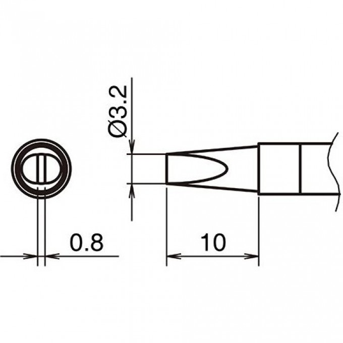Жало для паяльника HAKKO T39D32 клиновидное ⌀3.2×0.8×10 мм 13A000831
