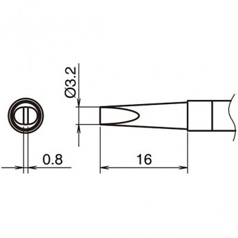 Жало для паяльника клиновидное HAKKO T39DL32 ⌀3.2×0.8×16 мм 13A000834